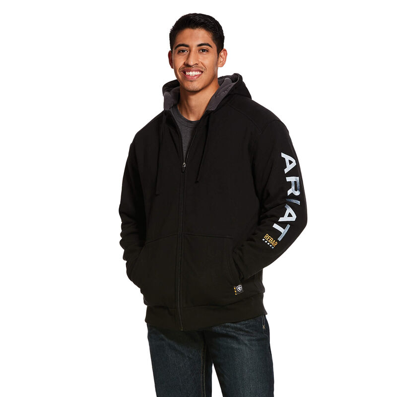 Sudadera Con Capucha Ariat Rebar All-Weather Full Zip Negras Hombre - Chile 260-AZRJNG